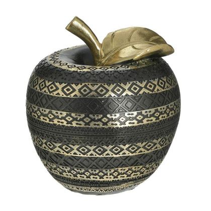 Декоративна ябълка от полирезин цвят черен/златен Φ13Χ14