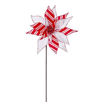  RED WHITE POINSETTIA FLOWER STEM 30X50CM