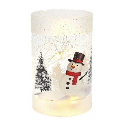 Коледен свещник-фенер с LED светлина на връв 9x14см