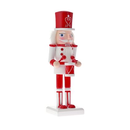  XMAS WHITE RED WOODEN NUTCRAKER 8X7X26CM