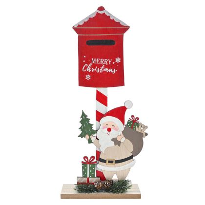 Дървена пощенска кутия с Дядо Коледа 14x6x34 см