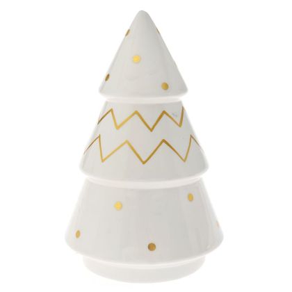  XMAS WHITE CERAMIC CONE TREE DESIGN 12X12X19CM