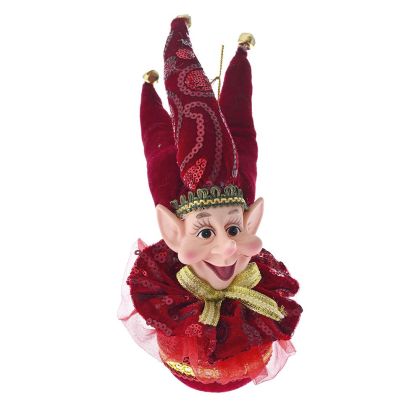  XMAS BURGUNDY ELF BALL BALL ORNAMENT 25CM