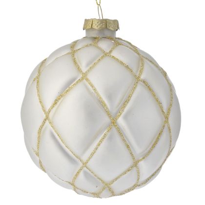  SILVER GLASS BALL ORNAMENT 10CM SET 4