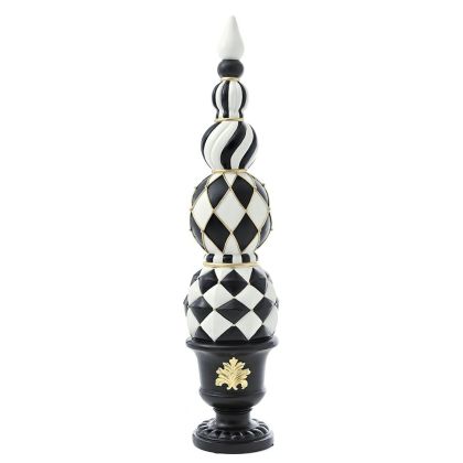  XMAS WHITE BLACK RESIN FINIAL CHRISTMAS TOPIARY 30X30X129CM.