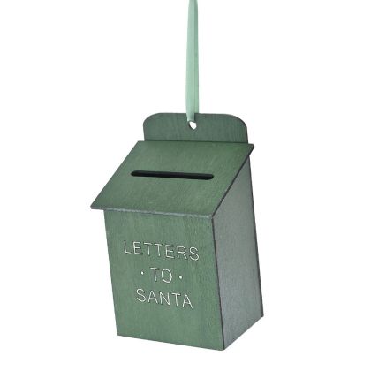 Пощенска кутия за писма до Дядо Коледа, зелен шперплат 9х6х13см