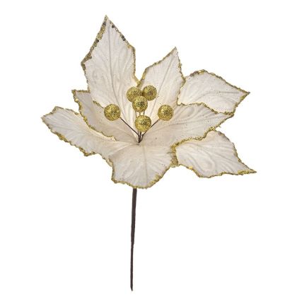  XMAS CREM POINSETTIA PICK 20x27CM