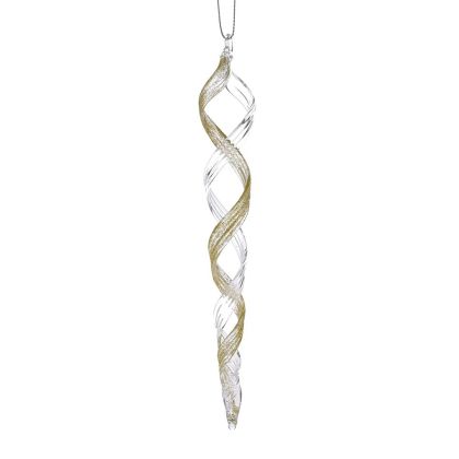  GOLD GLASS  STALACTITE ORNAMENT 3X19CM SET 6