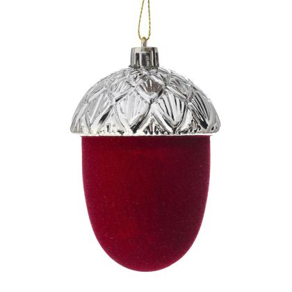  XMAS BURGUNDY PLASTIC ACORN HANGING ORNAMENT 6Χ10CM