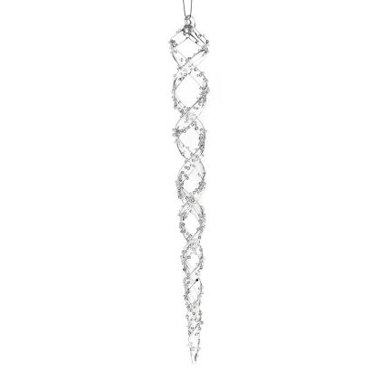  SET 6 TRANSPARENT GLASS STALACTITE ORNAMENT 3X29CM