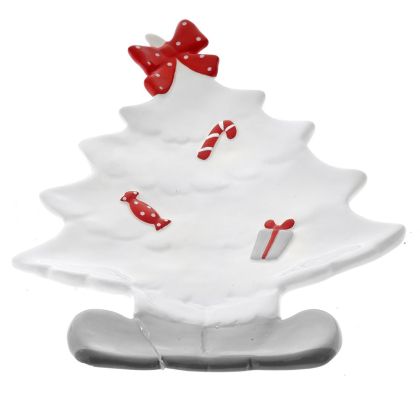  CRISTMAS CERAMIC PLATE WHITE RED TREE DESIGN 23X18X4CM