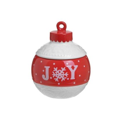 Керамичен буркан за курабийки в червено и бяло JOY Коледа Φ16XН20 см