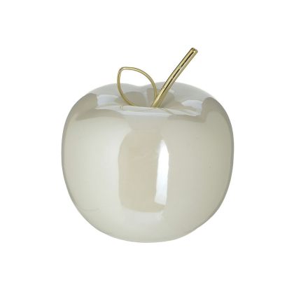 Керамична ябълка бяло/златно φ10x12