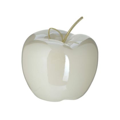 Керамична ябълка бяло/златно φ12x14