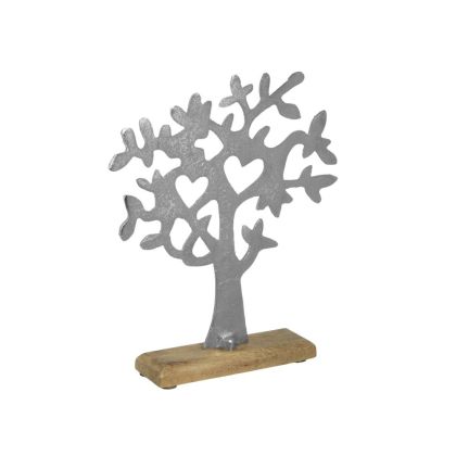 ALUMINIUM/WOODEN TREE SILVER/NATURAL 27X5X23