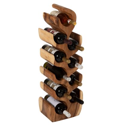Вертикална стойка за бутилки от масивно дърво суар 27x18.5x82 см, HM9486