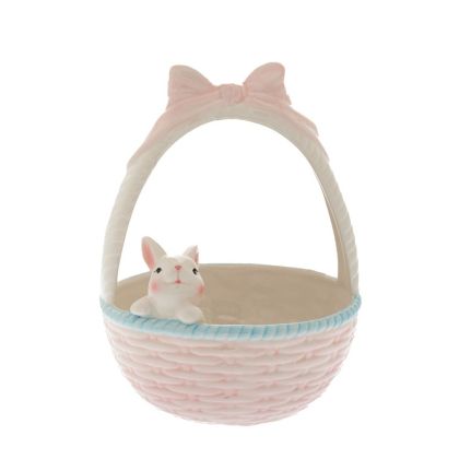 CERAMIC LIGHT BLUE BUNNY BASKET 15X15X18CM