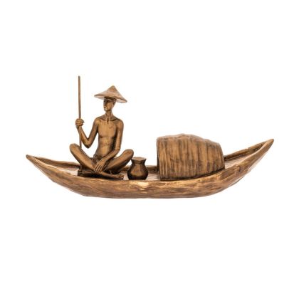 CHINESE FISHERMAN RESIN FIGURE 37X9X16CM