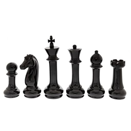 DECO BLACK CERAMIC CHESS PIECES 20 37CM SET 6