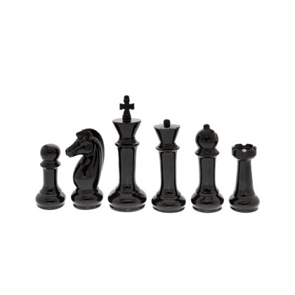 DECO BLACK CERAMIC CHESS PIECES 23 13CM SET 6