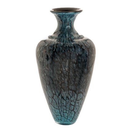 DECO BLUE BLACK GLASS VASE D25X50CM