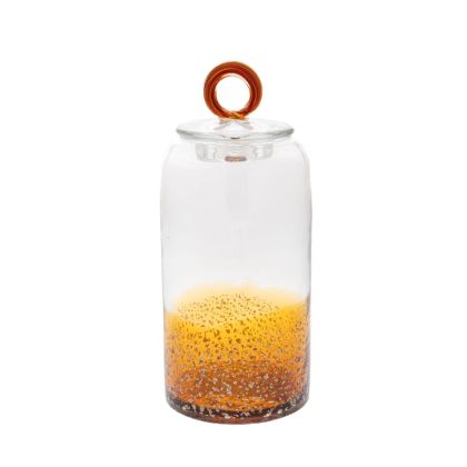 Стъклена ваза прозрачно-кафява с капак 12x12x28.5см