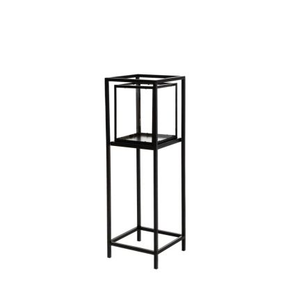 DECO GLASS LANTERN W BLACK METAL BASE 23x23x71.5CM