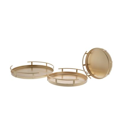 DECO GOLD METAL TRAYS S 3 D31x4.3CM D26x4.3CM D21x4.3CM