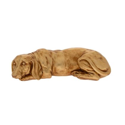 DECO GOLD RESIN LAYING DOG 34X16X9,5CM