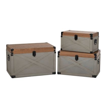 DECO WOODEN BEIGE-BROWN CHEST S 3 49x30.5x30.5CM 42.5x25.5x25.5CM 36x20.5x20.5CM