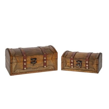Дървени кафеви кутии-куфар сет 2бр 21.5x15x10.5CM/18x12x8CM