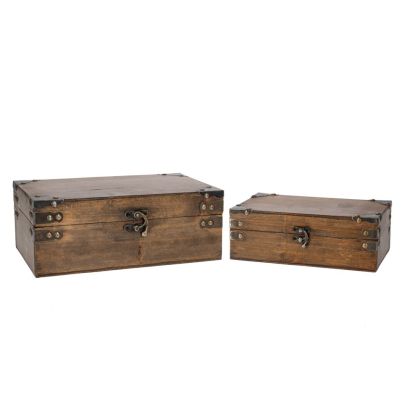 Дървени кафеви кутии-куфар сет 2бр 30x20x11.5CM/23.5x15x8.5CM
