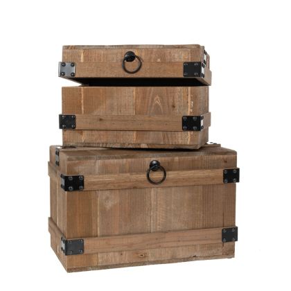 Дървени кафеви кутии-куфар сет 2бр 42x23x25CM/33x19x22CM
