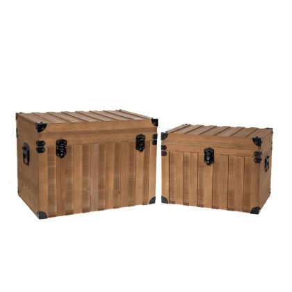 Дървени кафеви кутии-куфар сет 2бр 42x30x31CM/34.5x25x25.5CM