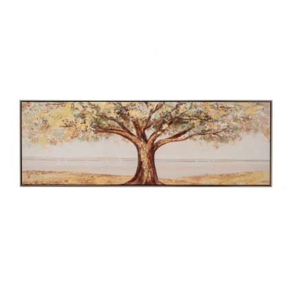 Маслена картина принт на зелено дърво със сребърна рамка 152x4.5x52.5 см
