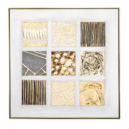 Маслена картина принт с абстрактна тема и златна рамка 102.5x5x102.5 см