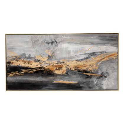 Маслена картина принт с абстрактна тема и златна рамка 142x4.5x72.5 см