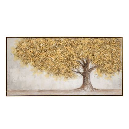 Маслена картина принт зелено дърво със златна рамка 142x5x72.5 см