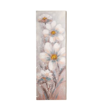 Маслена картина принт бели цветя 40x3x120 см