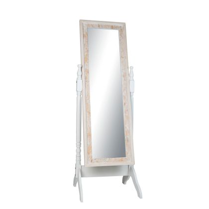 Дървено бяло огледало 55x50x160см (размер на огледалото 45x135см)