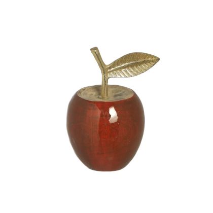 WOODEN/ALUMINIUM APPLE RED/GOLD 16X12X10