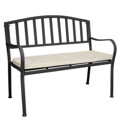 BLACK METAL BENCH WITH CUSHION - 108x52x91cm