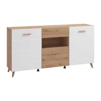 COMOTA BUFFETS BRETAGNA 3K1F ARTISAN OAK-WHITE HIGH GLOSS FOIL 173x41.5x87.5cm