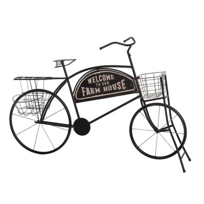 Декоративно метално колело с градинска кошница 134х32х85см