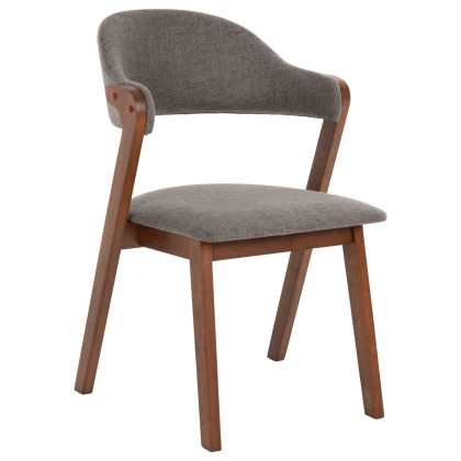 DINING CHAIR RIDER HM9734.01 RUBBERWOOD IN WALNUT COLOR-GREY FABRIC 59x59x83Hcm.