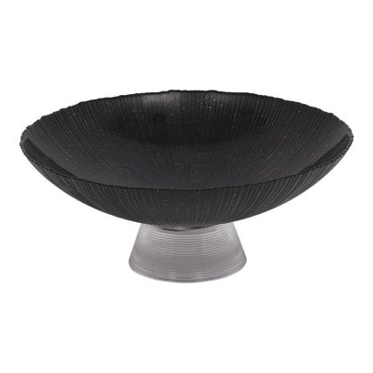 GLASS FRUIT DISH BLACK COLOR 34x13cm