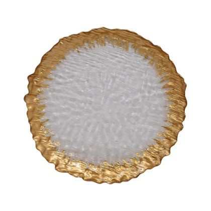 GLASS PLATE TRANSPARENT-GOLD 26cm