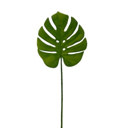Декоративно зелено листо - растение монстера 55см