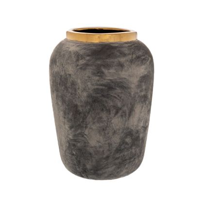 Сива керамична ваза със златен кант 25X34CM