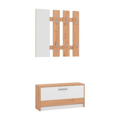 HALL STAND RIMINI ARTISAN OAK-WHITE 91.5x28x202cm